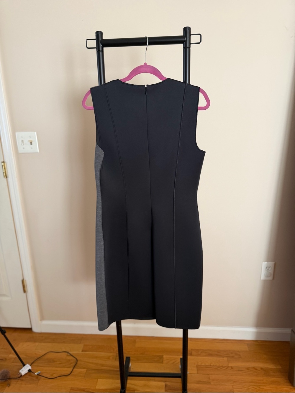 Tahari Gray and Black Sheath Zip-Accent Mini Dress - Picture 2 of 7